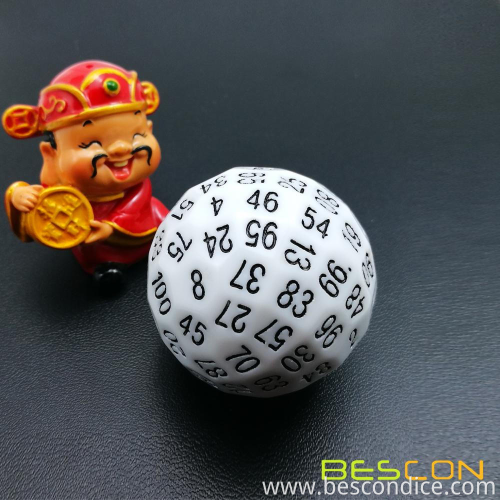 100 Sided Dice 45mm Solid White Color 1 100 Sided Dice 45mm Solid White Color 1